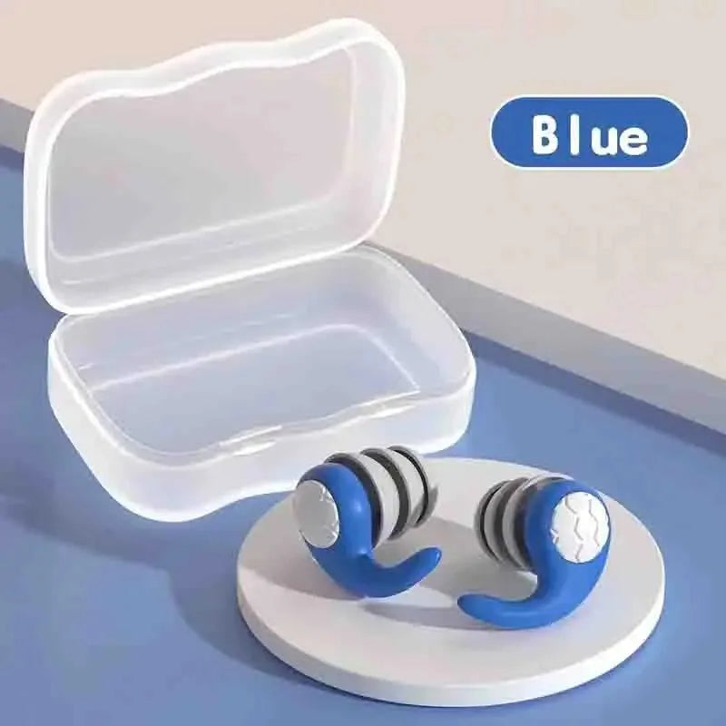 Blue soft silicone sleep earplugs, waterproof everyday pair