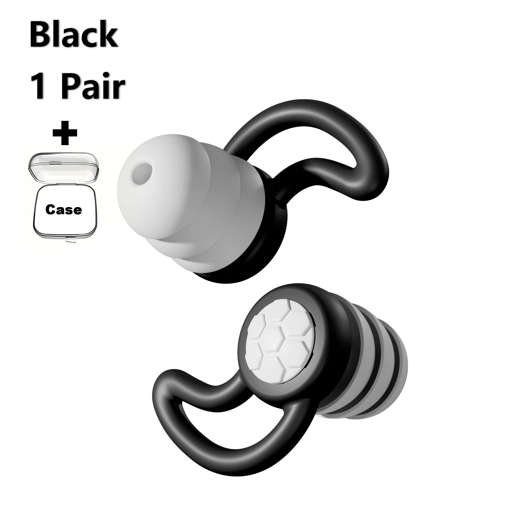 Black triple-layer silicone sleep earplugs