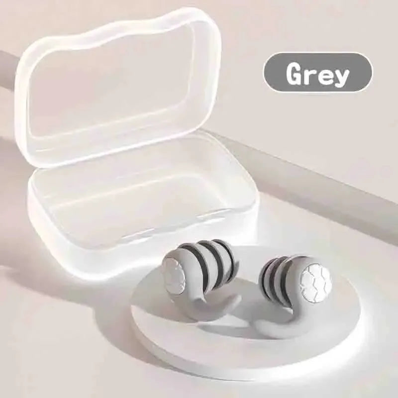 Grey soft silicone sleep earplugs, waterproof everyday pair