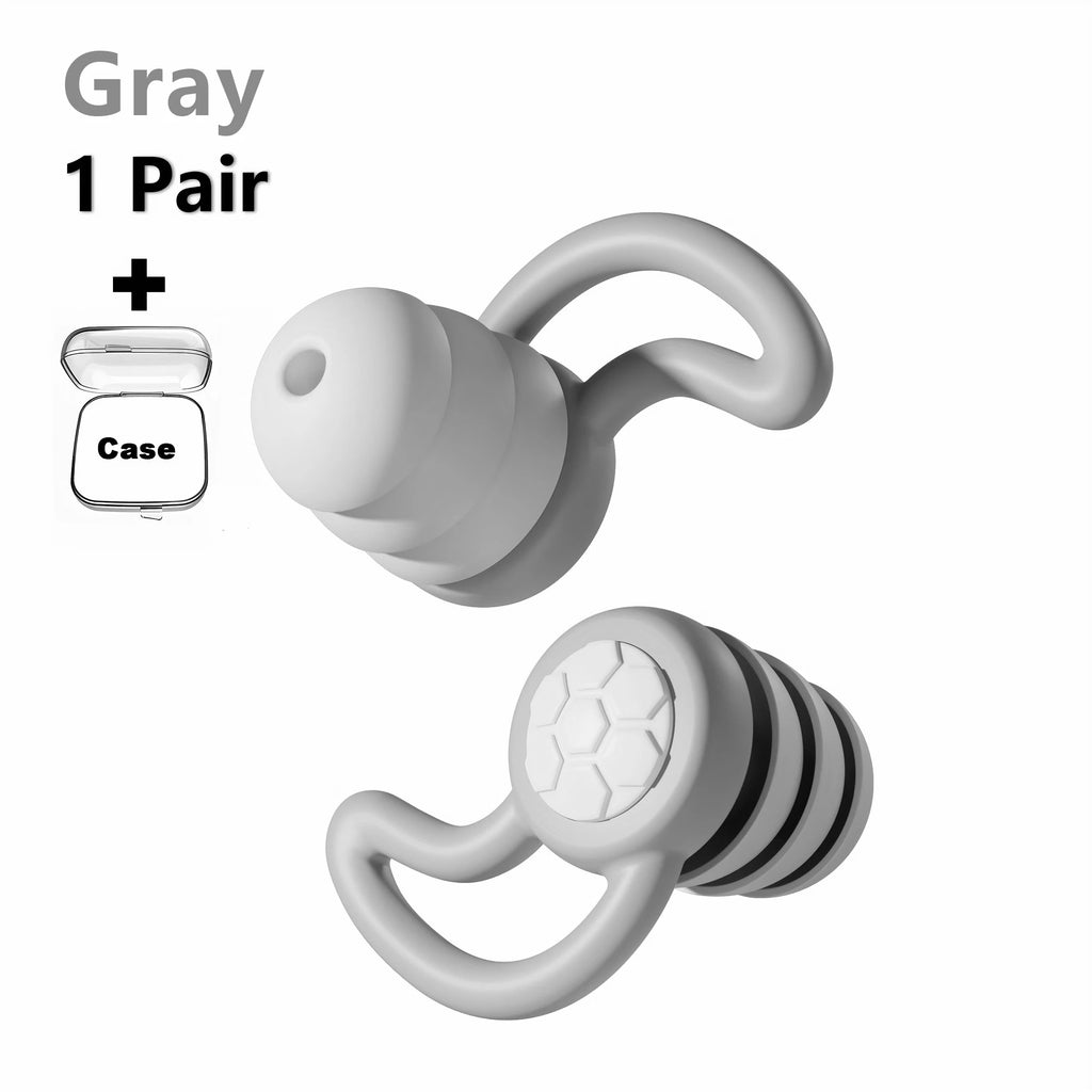 Grey triple-layer silicone sleep earplugs