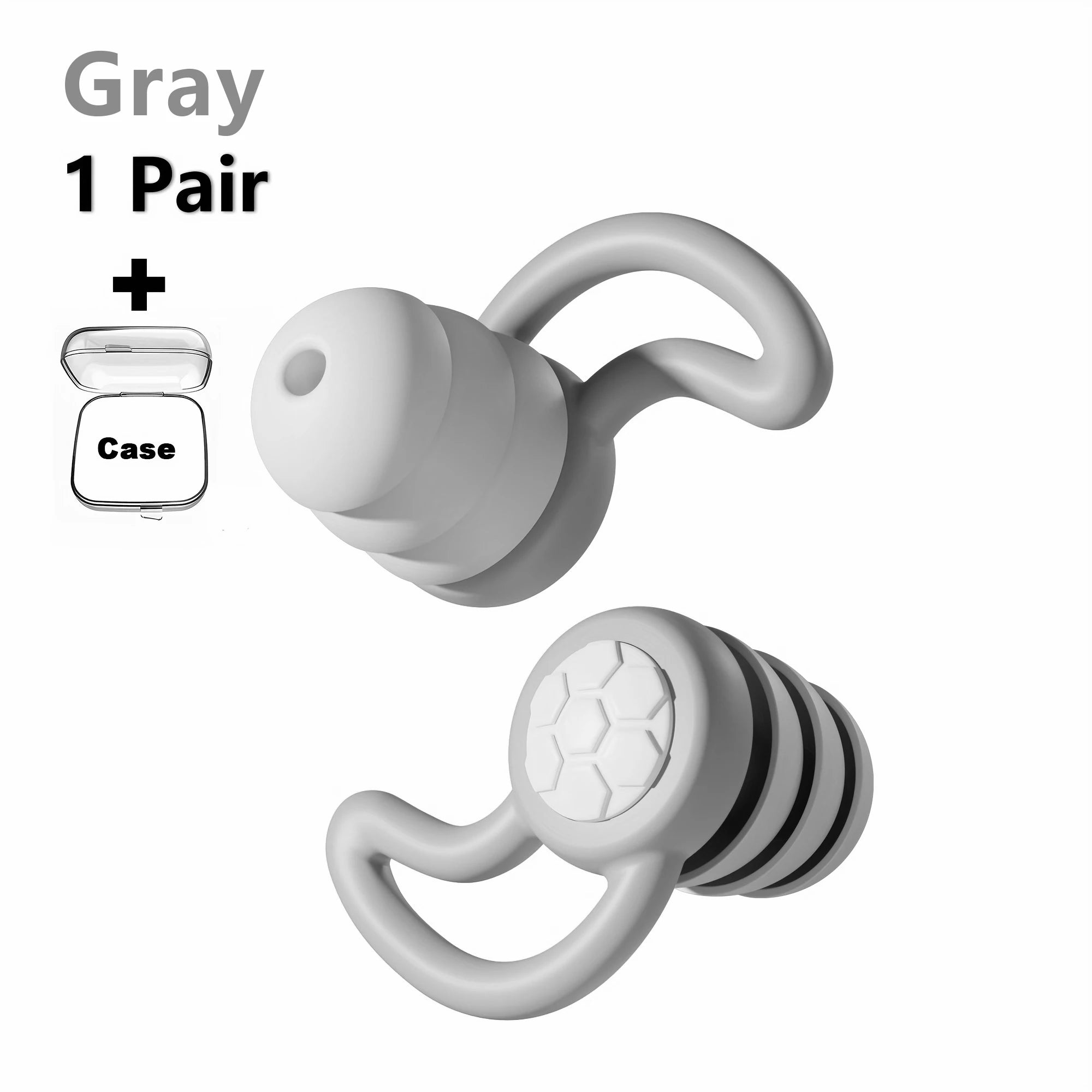 Grey triple-layer silicone sleep earplugs