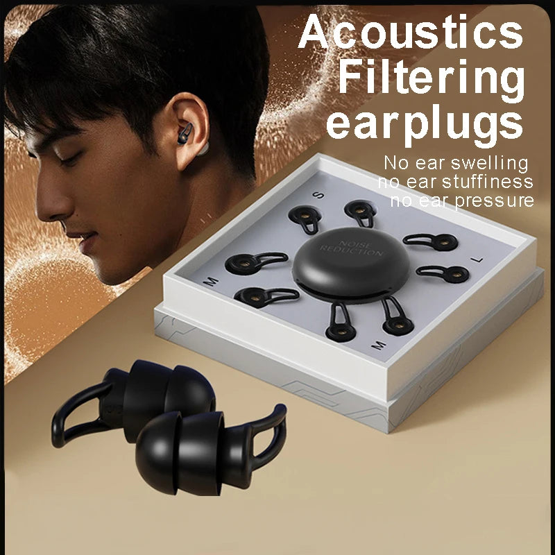 New Soundproof Silicone Earplugs, Noise-Reducing, Non-Expanding, Suitable for Sleeping, Snoring, and Sleep
