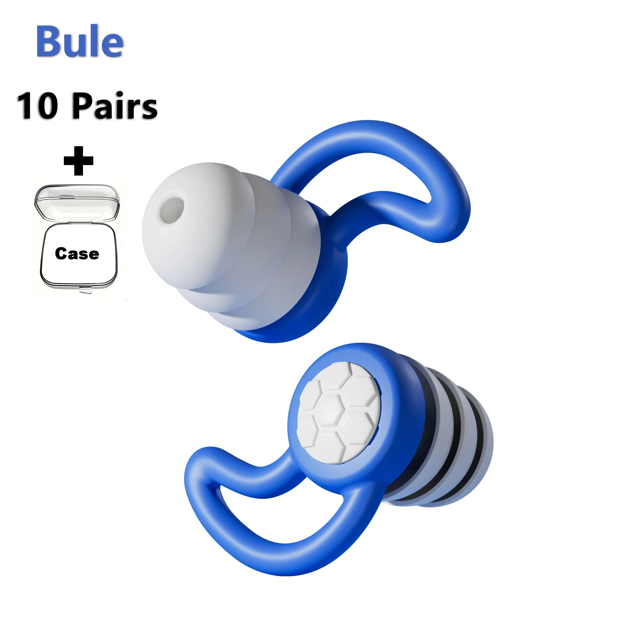 Ten pairs of triple-layer silicone sleep earplugs in mixed colours