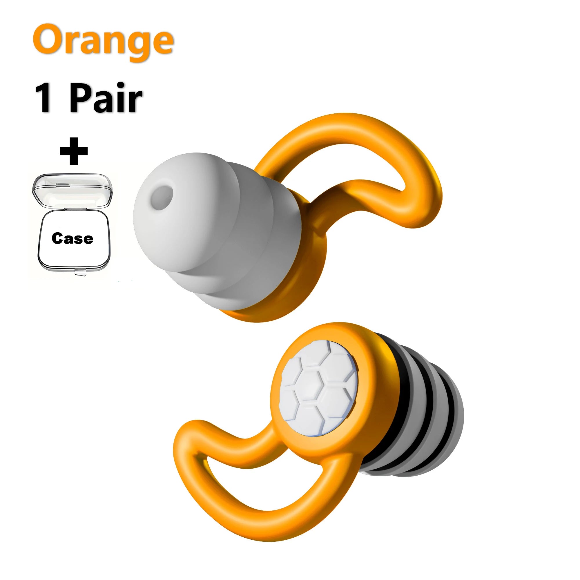 Orange triple-layer silicone sleep earplugs