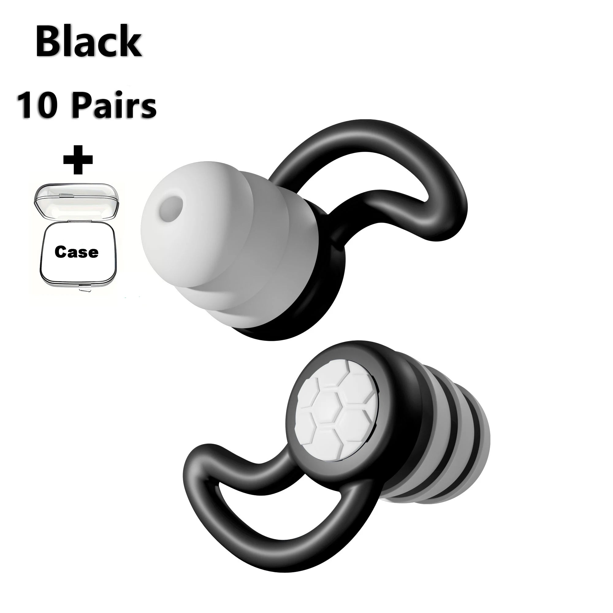 Ten pairs of pink triple-layer silicone sleep earplugs