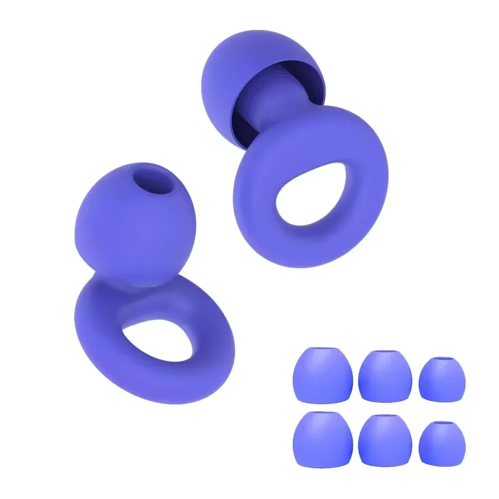 Royal blue reusable silicone earplugs with spare tips