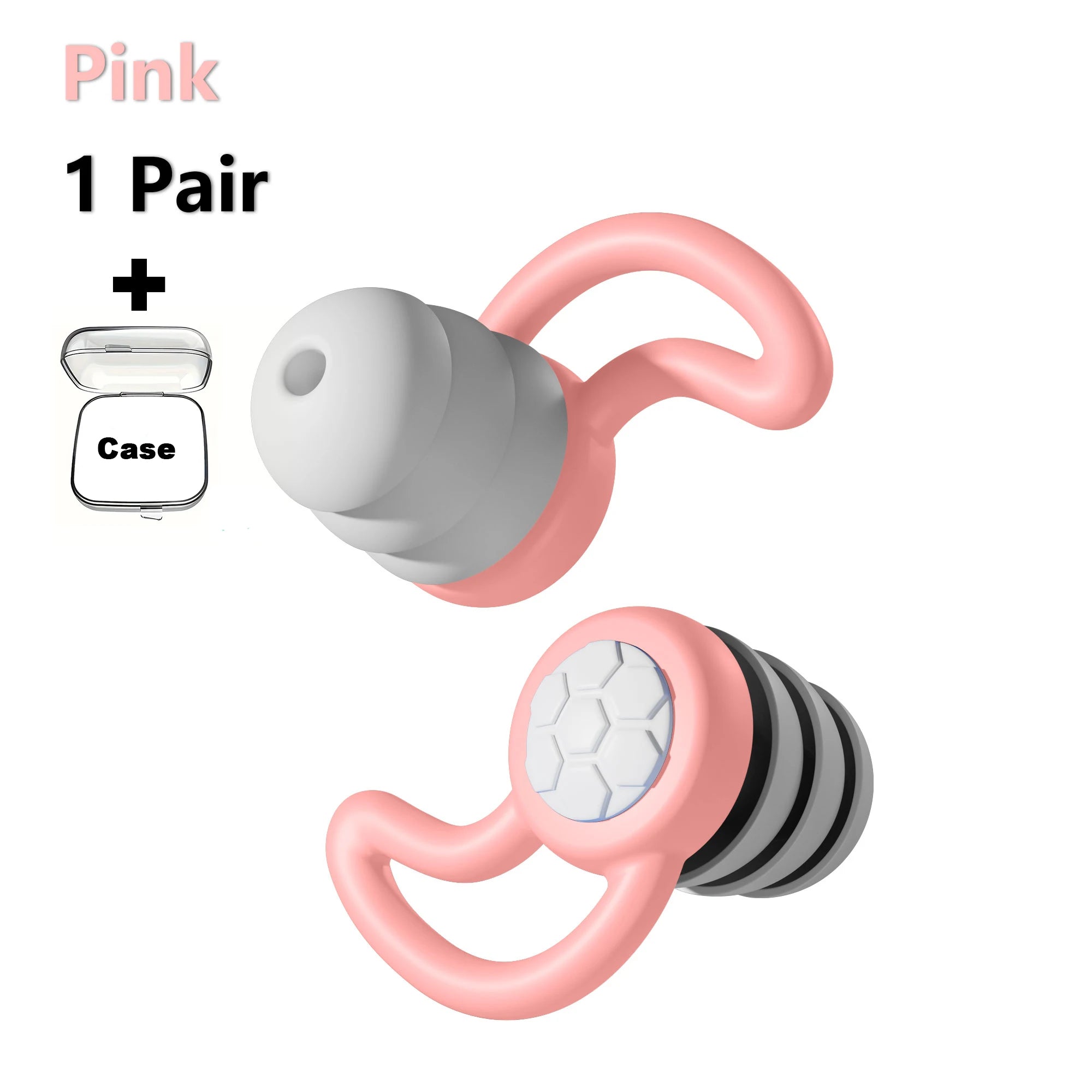 Pink triple-layer silicone sleep earplugs