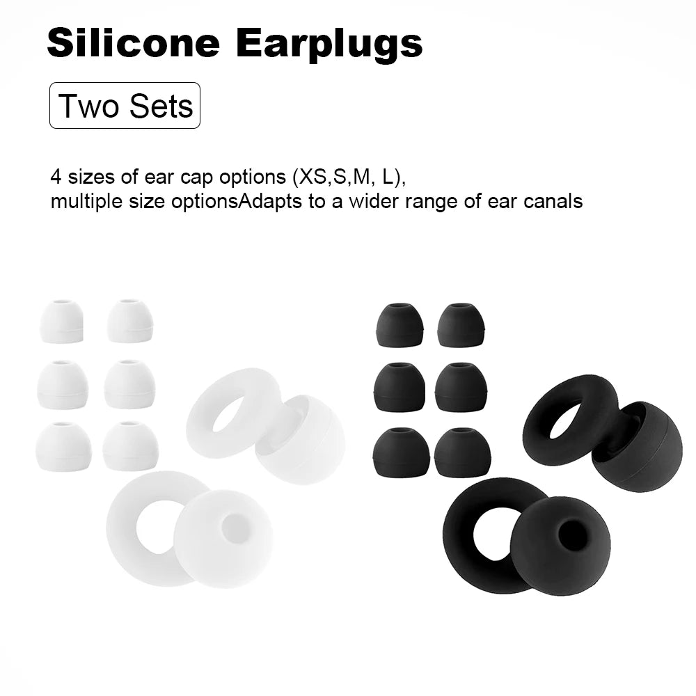 Two-tone reusable silicone earplugs in black and white