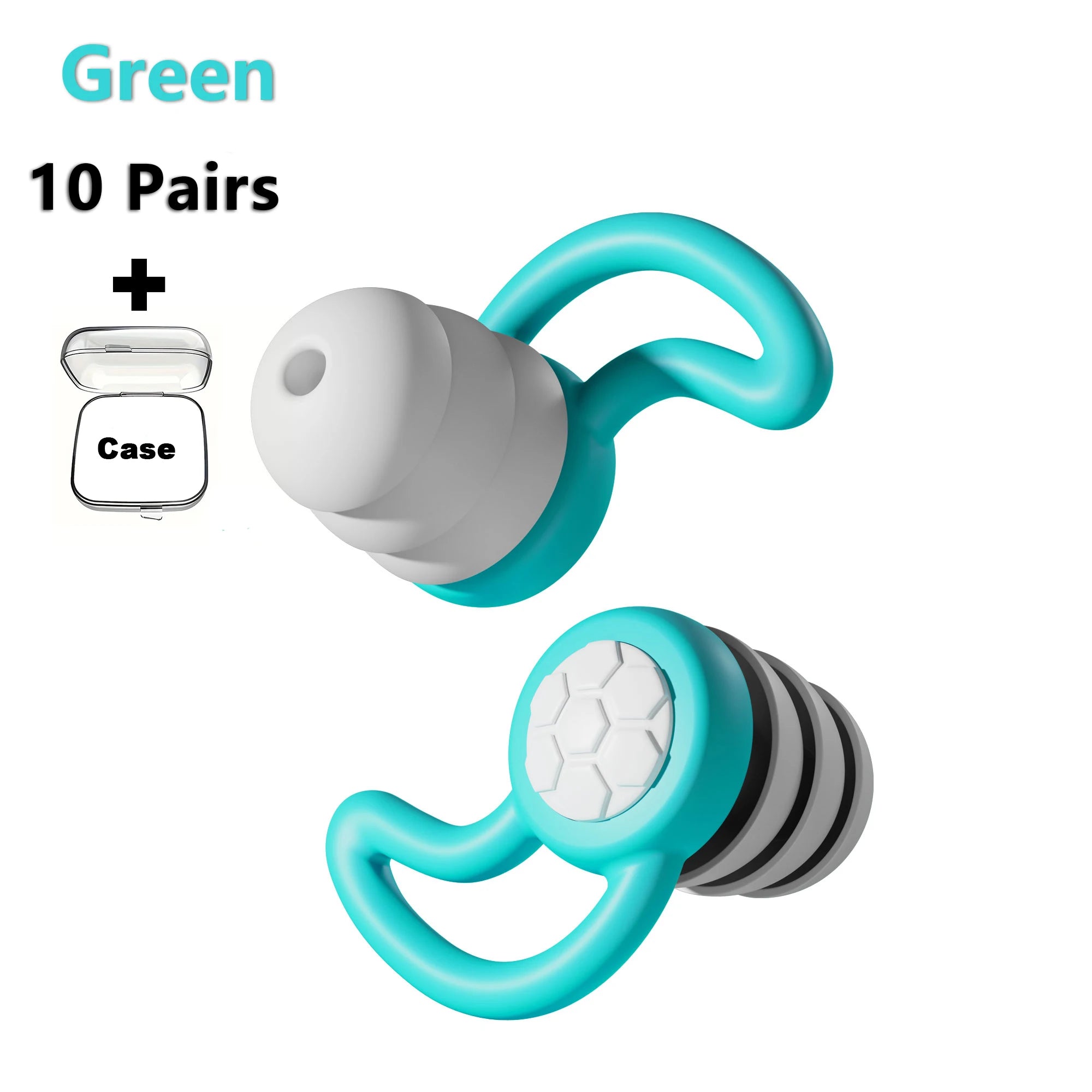 Ten pairs of blue triple-layer silicone sleep earplugs