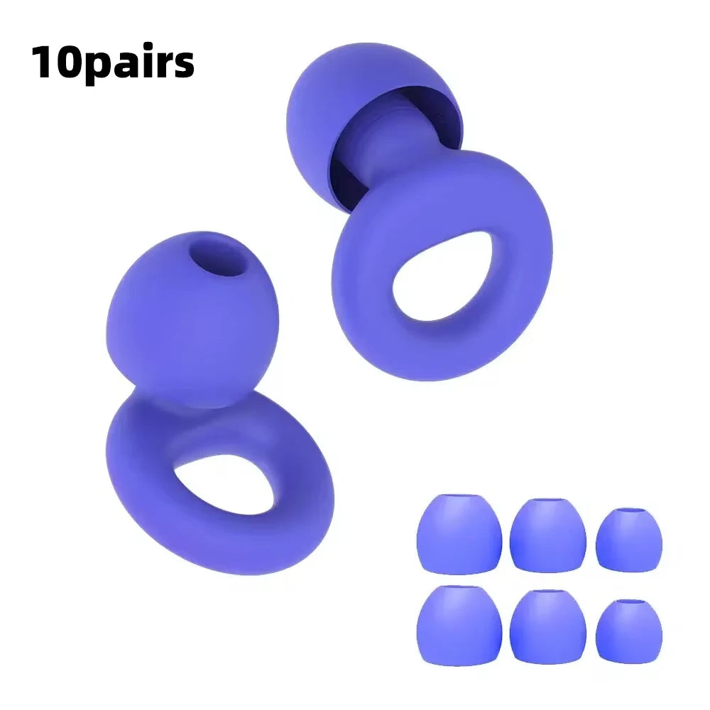 Ten pairs of royal blue reusable silicone earplugs