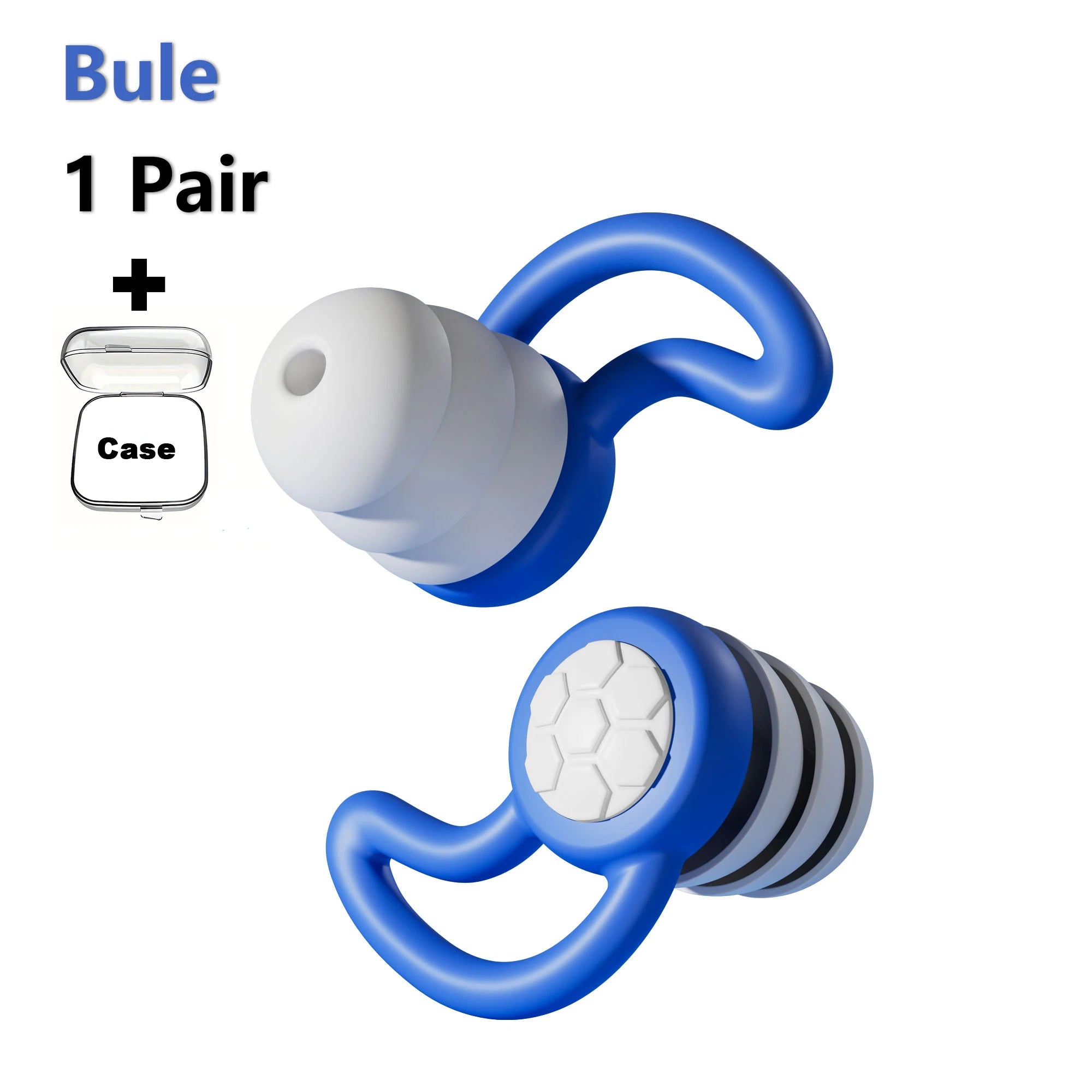 Blue triple-layer silicone sleep earplugs